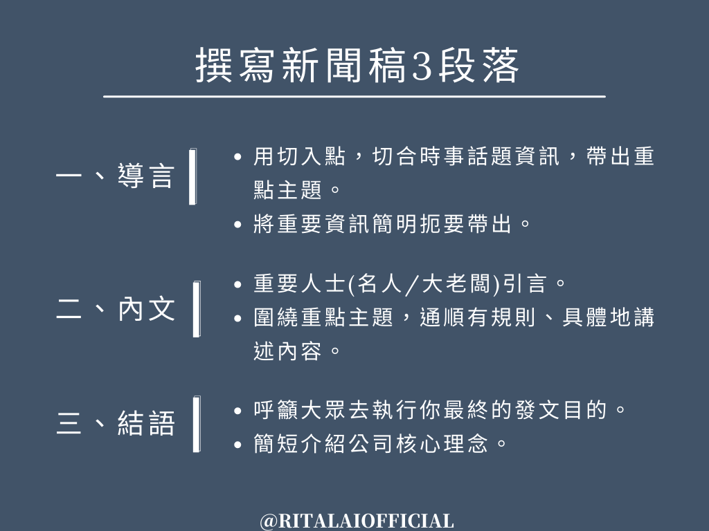 撰寫新聞稿3段落